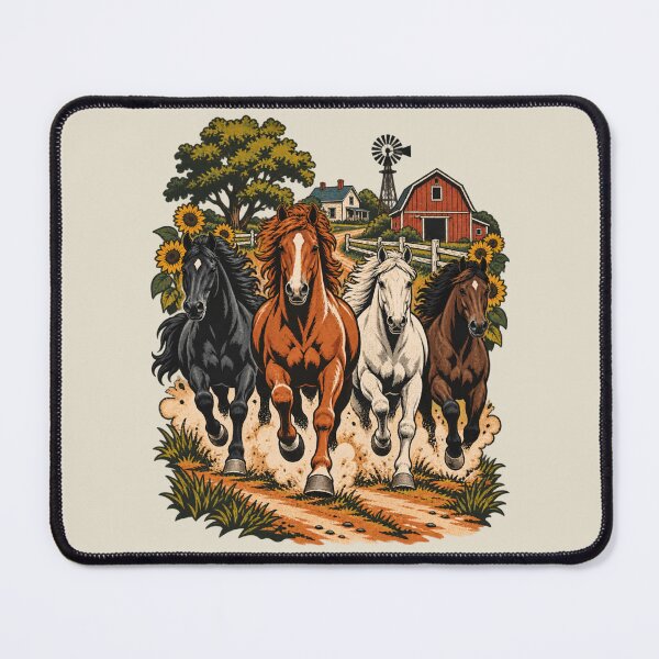 Item preview, Running Horses Bold Equestrian Farm Lane Art designed and sold by AmiGraph.