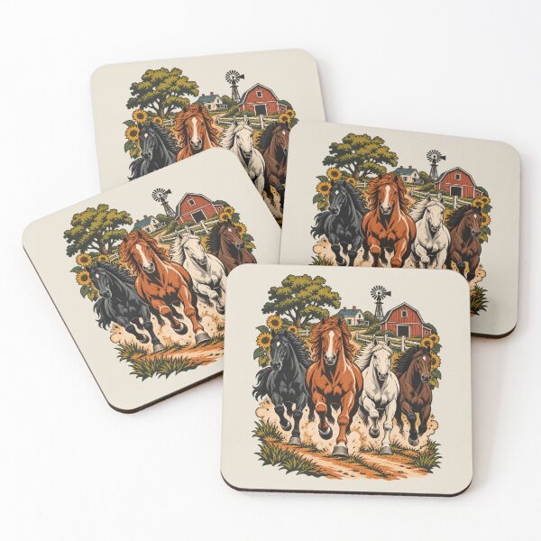 Item preview, Running Horses Bold Equestrian Farm Lane Art designed and sold by AmiGraph.
