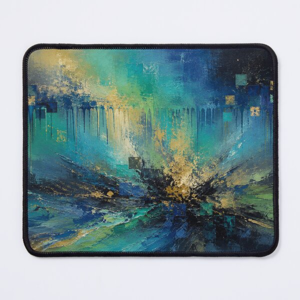 Item preview, Luminous Abyss - Deep Blue, Teal & Gold Foil Abstract Painting designed and sold by Joey Santiago.