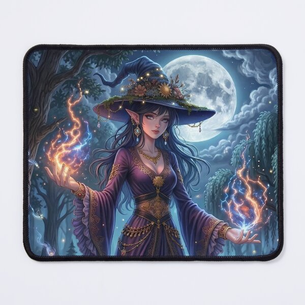 Item preview, Forest Witch Casting Magic - Moonlit Fantasy Art designed and sold by Lucid Dream Pixel.