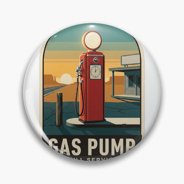 Item preview, Classic Red Gas Pump Retro Roadside Travel Badge Sticker designed and sold by DetourDgn.