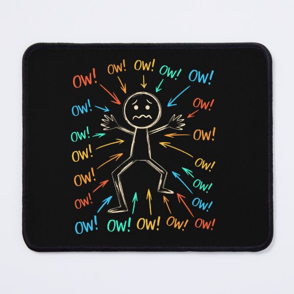 Item preview, Ow Ow Ow Stick Figure Overwhelmed Arrows Pain Stress Funny Cartoon Meme Fan Art Apparel Gift designed and sold by CaseMitch.
