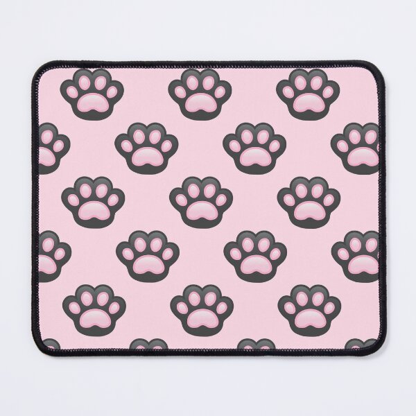 Item preview, Pattern of Black Cat Paws baby pink background - Kawaii Chibi illustration designed and sold by Agamaji.