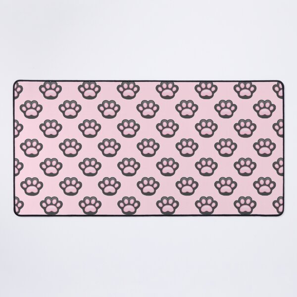 Item preview, Pattern of Black Cat Paws baby pink background - Kawaii Chibi illustration designed and sold by Agamaji.