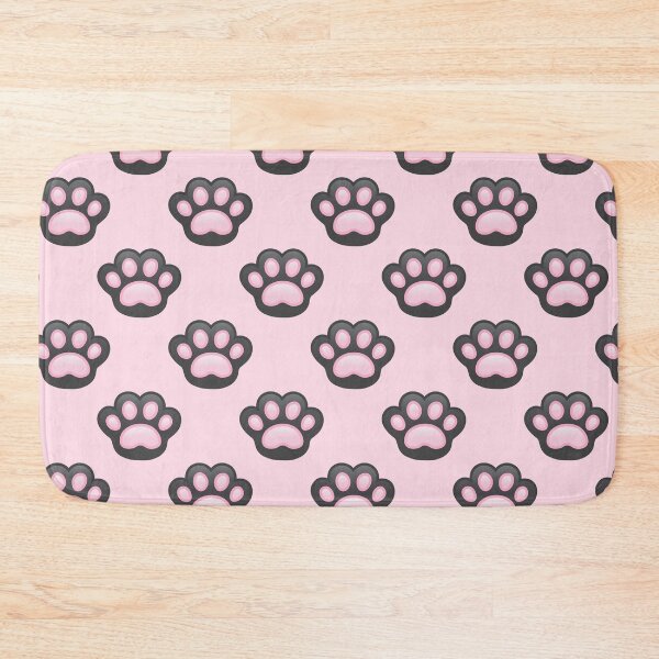 Item preview, Pattern of Black Cat Paws baby pink background - Kawaii Chibi illustration designed and sold by Agamaji.
