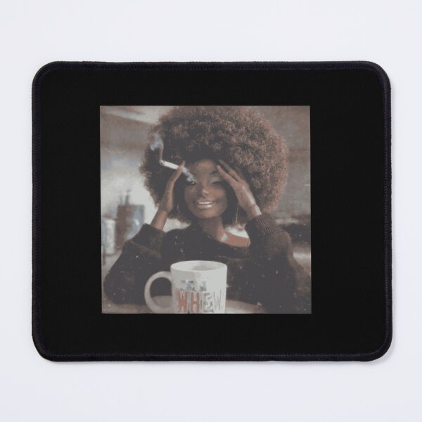 Item preview, Whew Black Woman Afro Cigarette Coffee Mug Relaxed Smile Vintage Style Fan Art Apparel Gift designed and sold by CaseMitch.