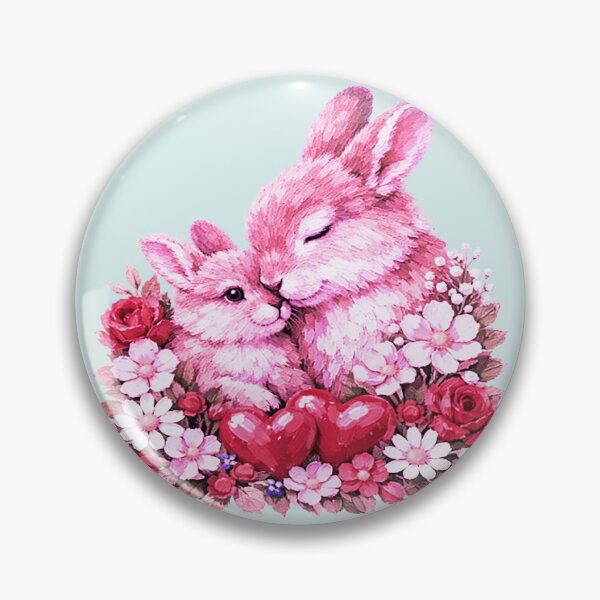 Item preview, Cute Bunny Couple Pink Floral Hearts designed and sold by the artedivino.