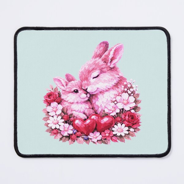 Item preview, Cute Bunny Couple Pink Floral Hearts designed and sold by the artedivino.