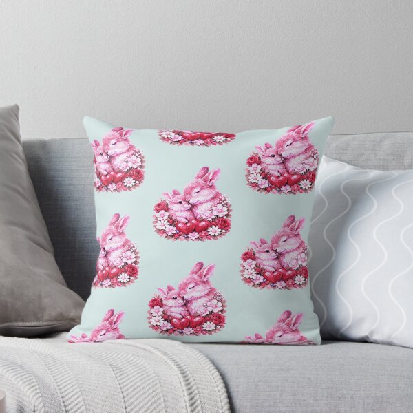 Item preview, Cute Bunny Couple Pink Floral Hearts designed and sold by the artedivino.