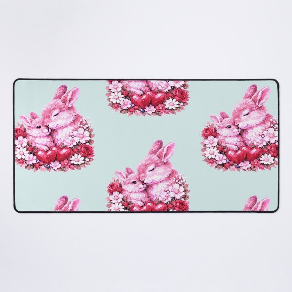 Item preview, Cute Bunny Couple Pink Floral Hearts designed and sold by the artedivino.