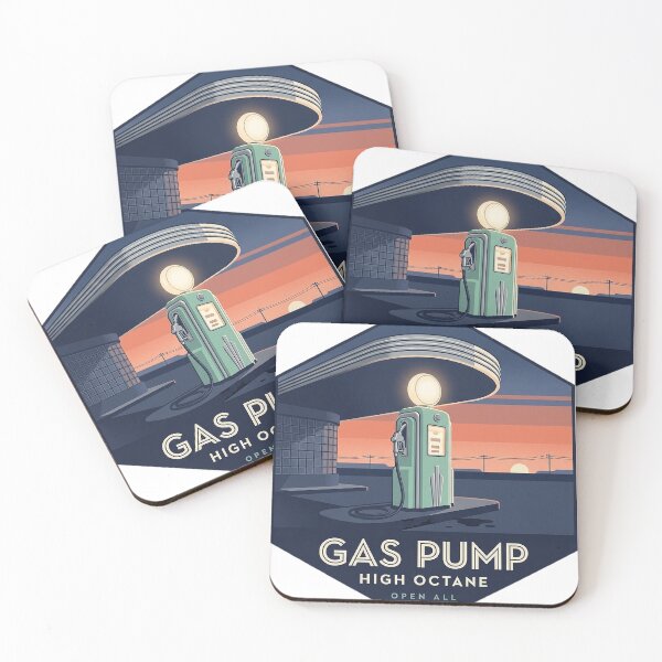 Item preview, Art Deco Vintage Gas Pump at Dusk Retro Garage Sticker designed and sold by DetourDgn.