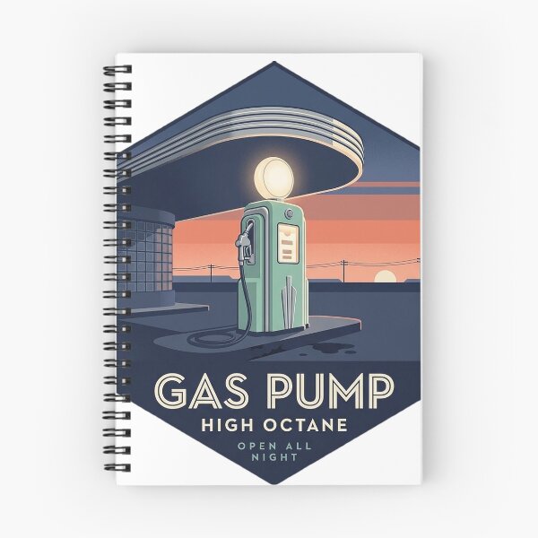 Item preview, Art Deco Vintage Gas Pump at Dusk Retro Garage Sticker designed and sold by DetourDgn.