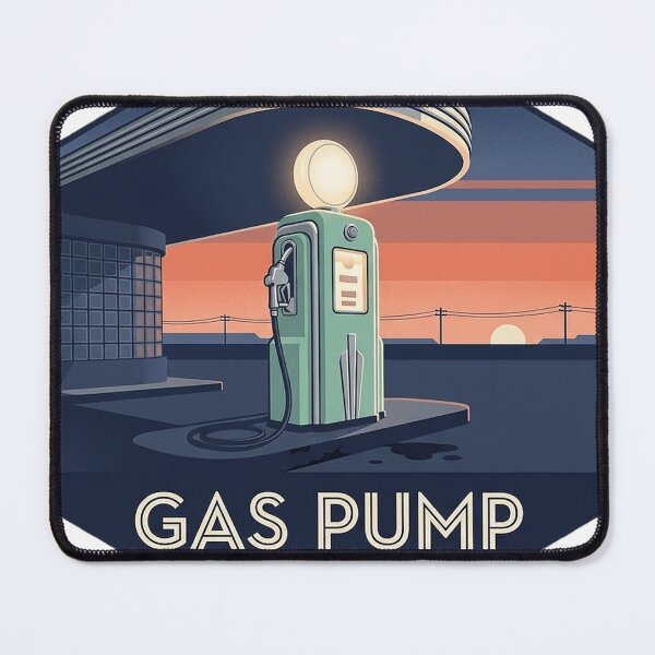 Item preview, Art Deco Vintage Gas Pump at Dusk Retro Garage Sticker designed and sold by DetourDgn.