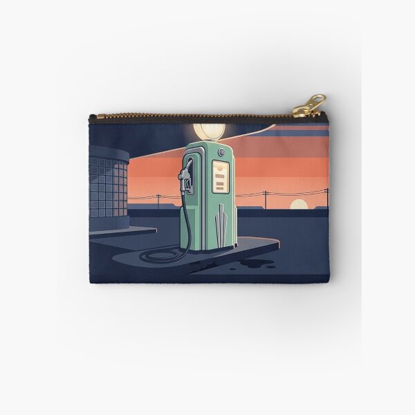 Item preview, Art Deco Vintage Gas Pump at Dusk Retro Garage Sticker designed and sold by DetourDgn.