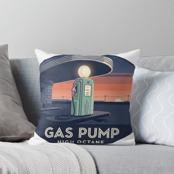 Item preview, Art Deco Vintage Gas Pump at Dusk Retro Garage Sticker designed and sold by DetourDgn.