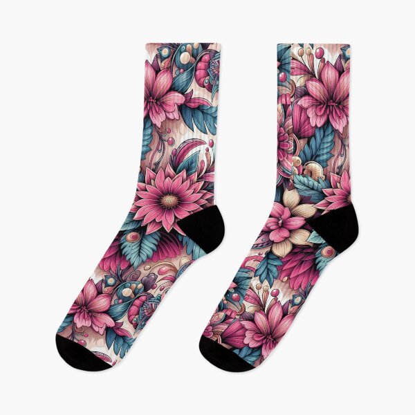 Item preview, Pink Teal Floral Pattern – Ornamental Botanical Maximalist Art designed and sold by Apex Designs.