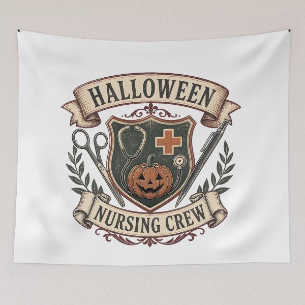 Item preview, Halloween Nursing Crew Crest Vintage Hospital Team designed and sold by BernoNickel.