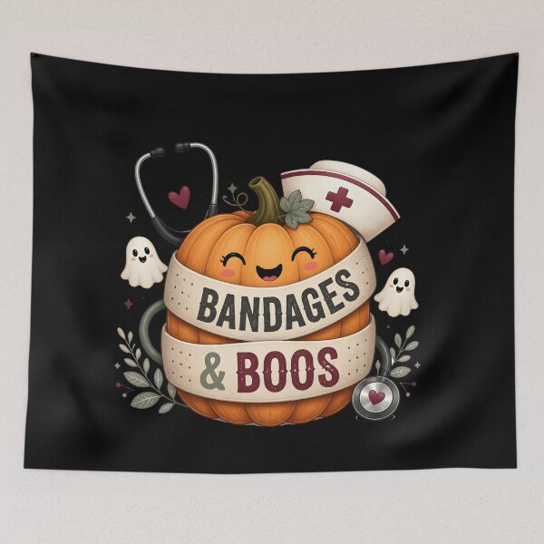 Item preview, Bandages And Boos Pumpkin Spooky Nurse Halloween designed and sold by BernoNickel.