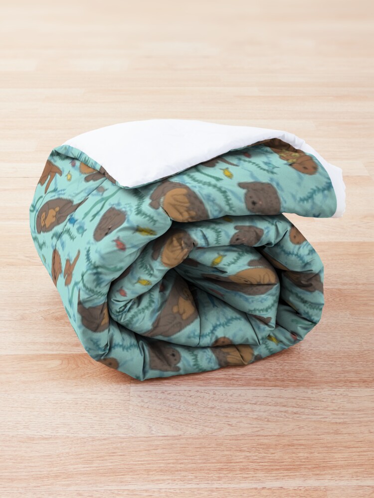 Alternate view of Sea Otters - cute animal pattern by Cecca Designs Comforter