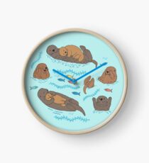 Sea Otters - cute animal pattern by Cecca Designs Clock