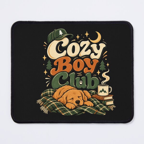 Item preview, Cozy Boy Club – Cute Retro Dog, Coffee & Cabin Cozy Aesthetic designed and sold by Sanika arts .
