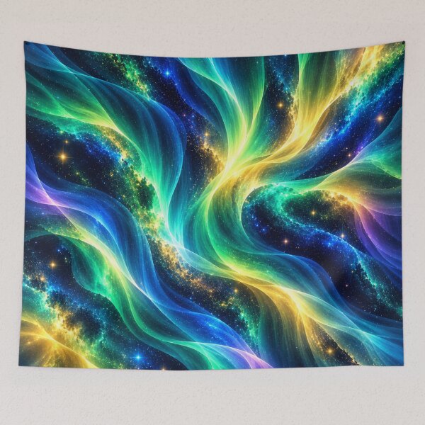 Item preview, Emerald Gold Aurora – Celestial Northern Lights Abstract designed and sold by HO•Designs.
