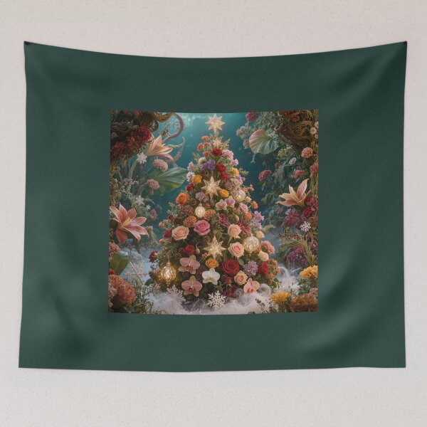 Item preview, Floral Christmas Tree in Enchanted Garden designed and sold by OksArtStudio.