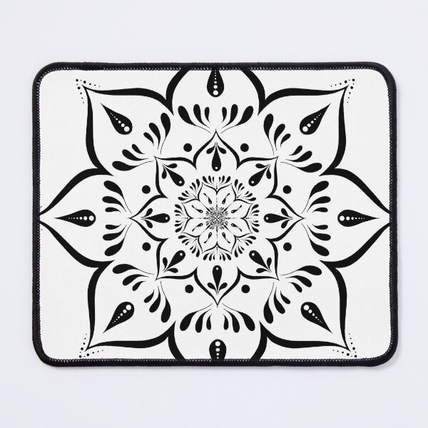 Item preview, Ornamental Floral Mandala – Black & White Geometric Pattern designed and sold by LolaCrea-Art.