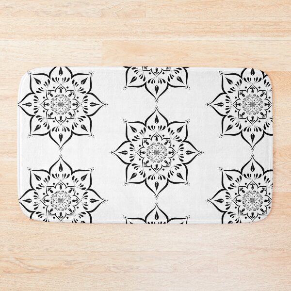 Item preview, Ornamental Floral Mandala – Black & White Geometric Pattern designed and sold by LolaCrea-Art.