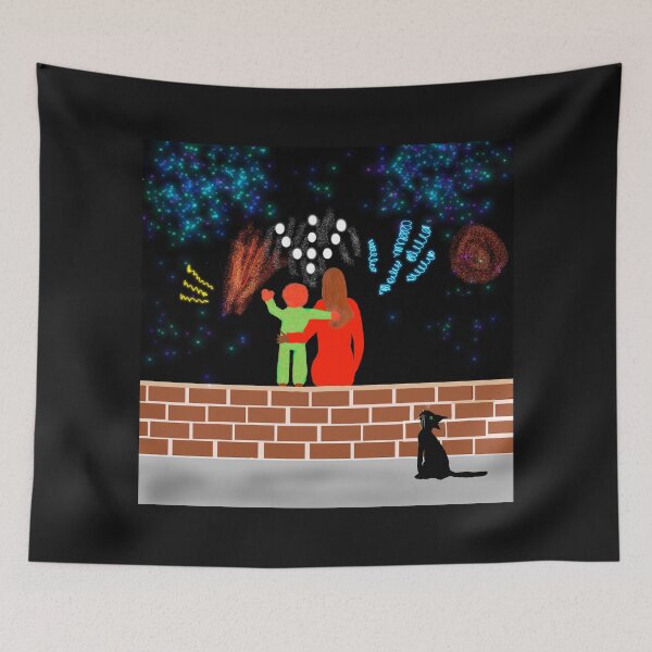 Item preview, Child and Woman Watching Fireworks designed and sold by Elaine M Hayward .