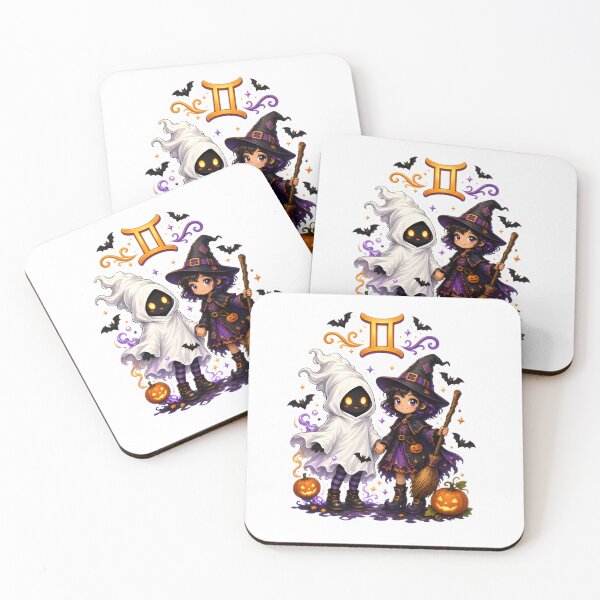 Item preview, Gemini Cute Ghost Witch Duo designed and sold by Zodiac Celestial Art.
