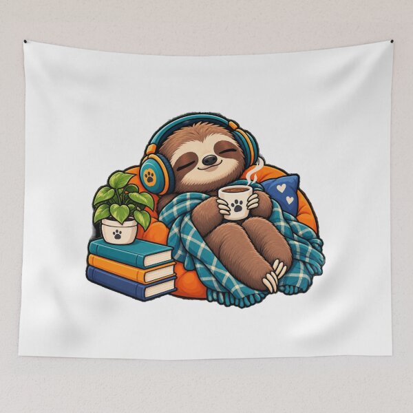 Item preview, Cozy Sloth Coffee Lover Illustration designed and sold by MDShop011A.