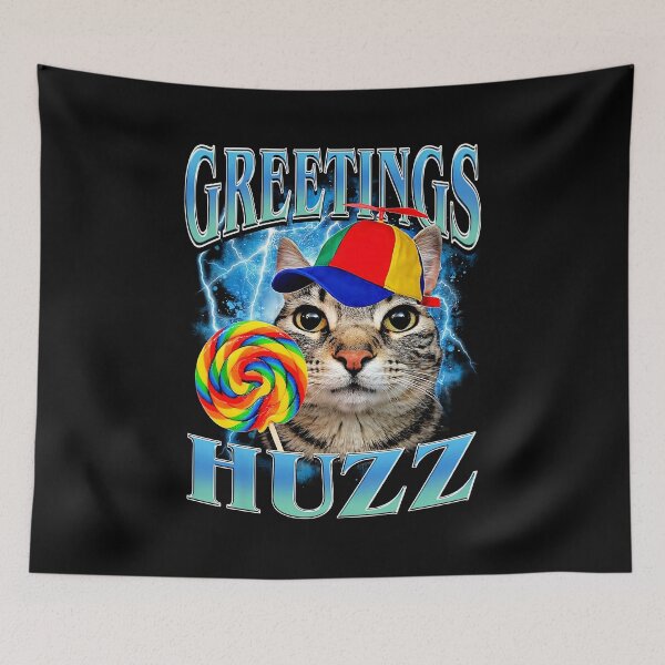 Item preview, Greetings Huzz Cat Meme Brainrot designed and sold by nosu-art-pod.