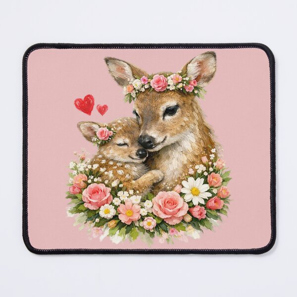 Item preview, Cute Deer Mama Fawn Floral Hearts designed and sold by the artedivino.