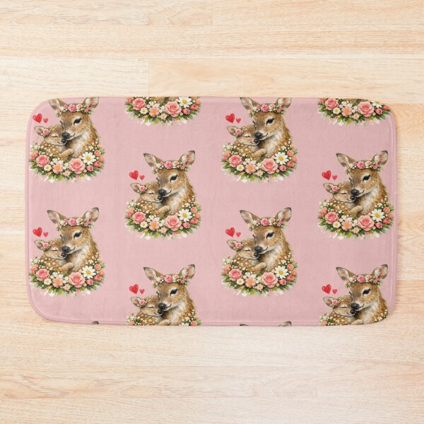 Item preview, Cute Deer Mama Fawn Floral Hearts designed and sold by the artedivino.