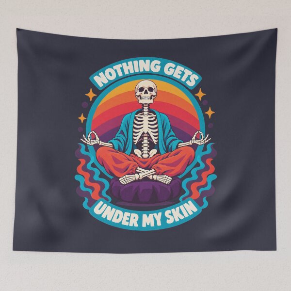 Item preview, Nothing Gets Under My Skin Groovy Meditating Skeleton designed and sold by MagicTheDog.