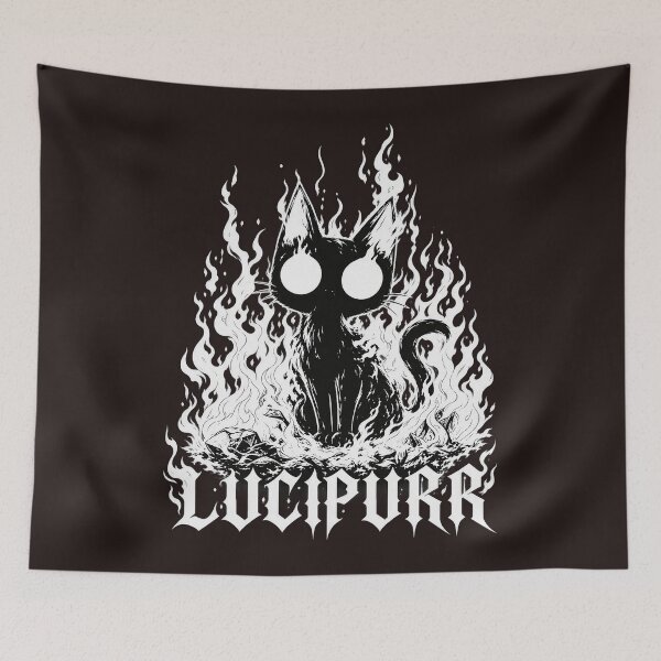 Item preview, Lucipurr Black Cat Sitting In Flames Gothic Metal Graphic designed and sold by DYALEEZ-XCR.