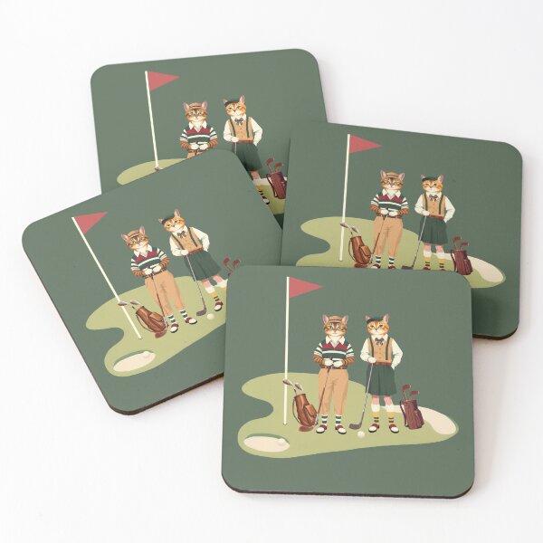 Item preview, Anthropomorphic Cat Golfer Couple | Gift for Golf Lover designed and sold by UnhingedBird.