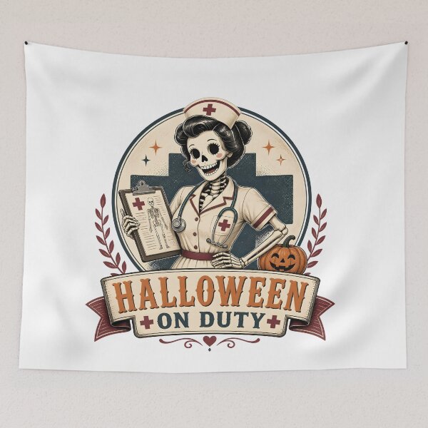 Item preview, Halloween On Duty Vintage Medical Emblem Nurse designed and sold by BernoNickel.