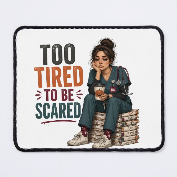 Item preview, Too Tired To Be Scared Funny Night Shift Nurse designed and sold by BernoNickel.