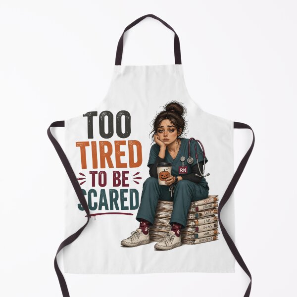 Item preview, Too Tired To Be Scared Funny Night Shift Nurse designed and sold by BernoNickel.