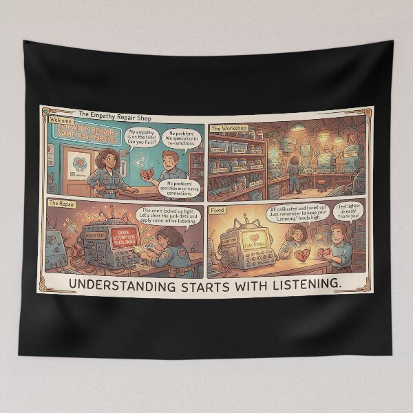 Item preview, The Empathy Repair Shop – A Comic with Heart and Machine designed and sold by Mianku | Für das Leben.