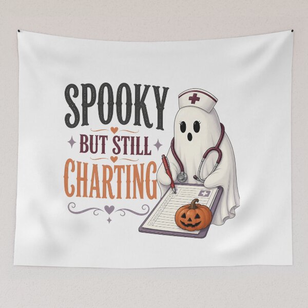 Item preview, Spooky But Still Charting Ghost Nurse Halloween designed and sold by BernoNickel.