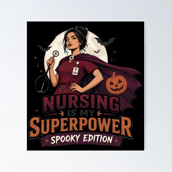 Item preview, Nursing Is My Superpower Spooky Edition Nurse designed and sold by BernoNickel.