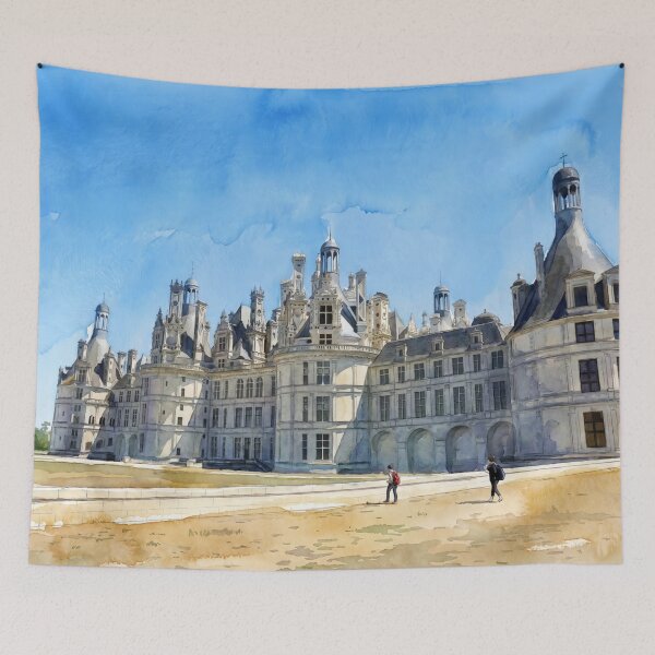 Item preview, Château de Chambord — French Renaissance digital Watercolor Landscape designed and sold by M.ALK.Watercolor.