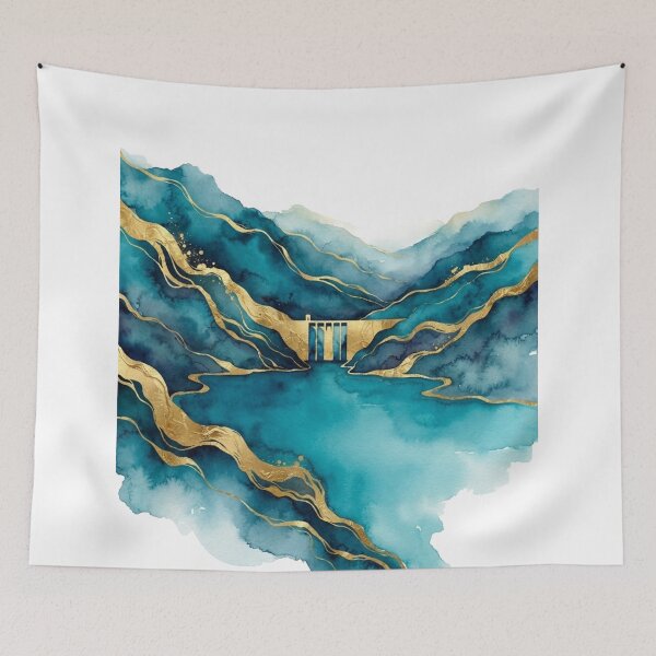 Item preview, Potrerillos Dam in Watercolor - Argentine Landscapes designed and sold by Esencia Argentina.