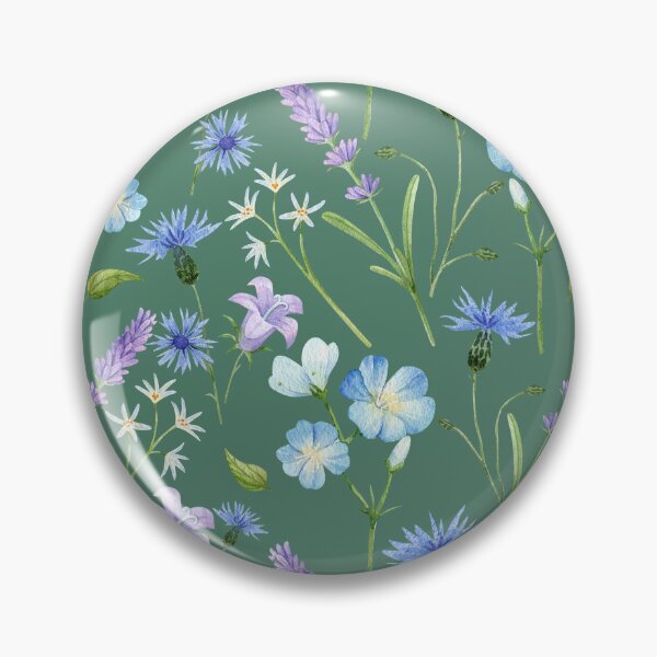Item preview, Blue and Purple Wildflowers on Green Background  designed and sold by White Rabbit Design .