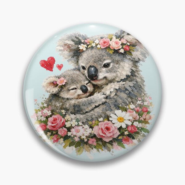 Item preview, Cute Koala Mama Joey Floral Hearts designed and sold by the artedivino.