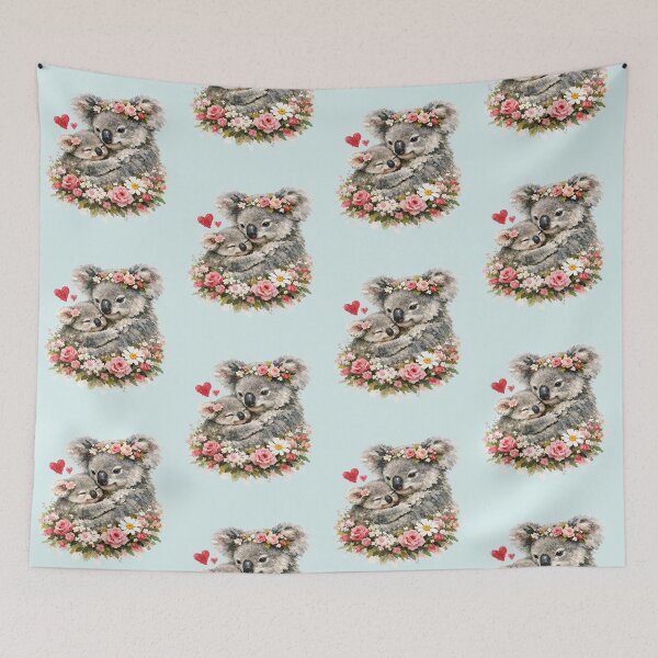 Item preview, Cute Koala Mama Joey Floral Hearts designed and sold by the artedivino.