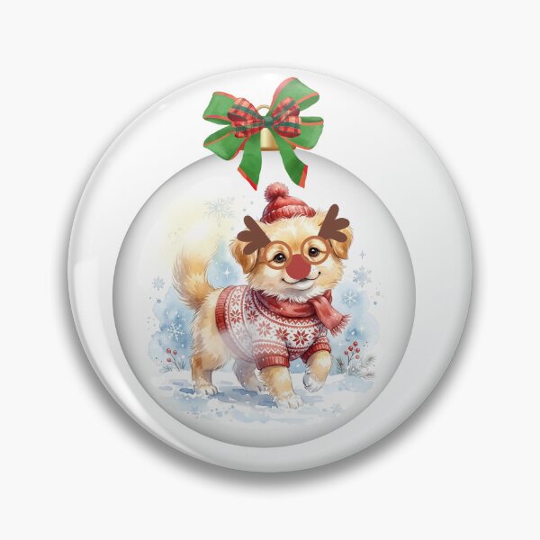 Item preview, Cute Christmas Golden Retriever Puppy in Glass Snow Globe - Watercolor Winter Dog  designed and sold by VibranPalette.